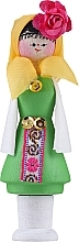 Düfte, Parfümerie und Kosmetik Souvenir Muskal mit Aromaöl hellgrünes Kleid und gelber Schal - Bulgarian Rose Girl