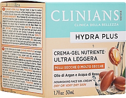 Ultra leichtes nährendes Gesichtscreme-Gel mit Arganöl für trockene Haut - Clinians Hydra Plus Nourishing Face Gel Cream Dry Skin — Bild N1