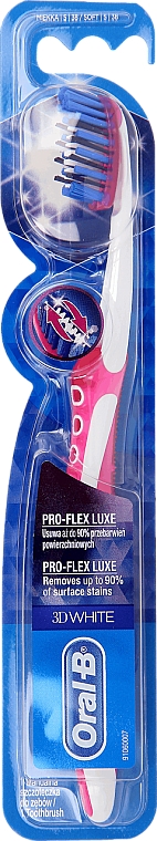 Zahnbürste weich 3D White Pro-Flex Luxe rosa-weiß - Oral-B Proflex 3D White Luxe 38 Soft — Bild N1