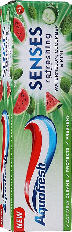Erfrischende Zahnpasta mit Wassermelone, Minze und Gurke - Aquafresh Senses — Bild N1