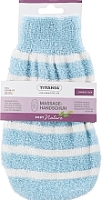 Zweifarbiger Massagehandschuh blau mit weißen Streifen - Titania — Bild N1