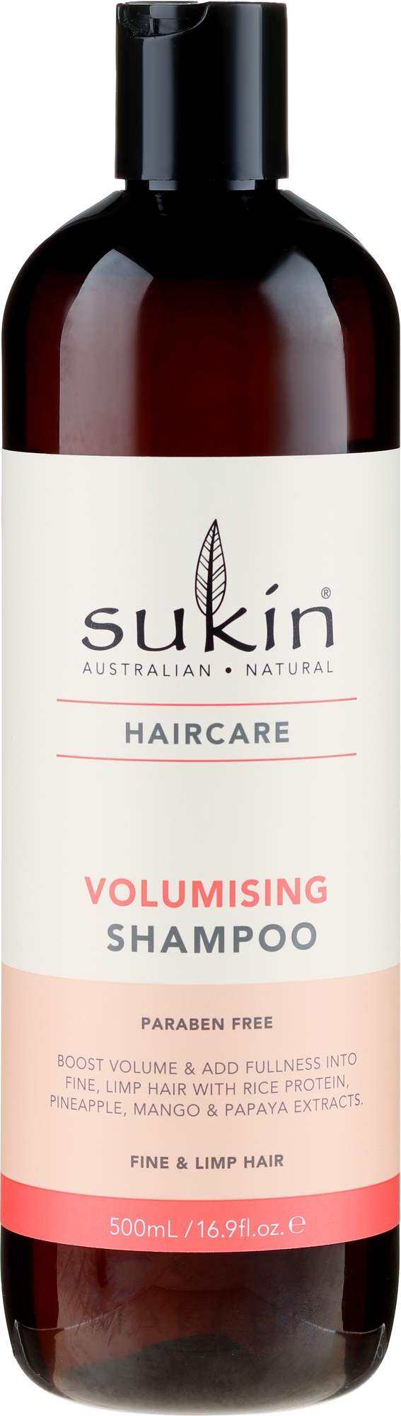 Volumen-Shampoo für feines und plattes Haar mit Reisprotein - Sukin Volumising Shampoo — Bild 500 ml