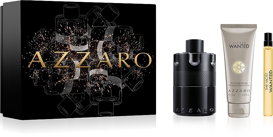 Azzaro The Most Wanted - Duftset (Eau de Parfum 100 ml + Haar- und Körpershampoo 75 ml + Eau de Parfum 10 ml) — Bild N1