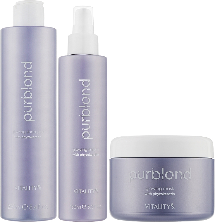 Haarpflegeset - Vitality's Purblond Glowing Kit Revente (Haarshampoo 250ml + Haarmaske 200ml + Haarserum 150ml) — Bild N2