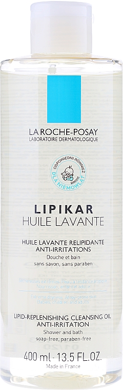 Rückfettendes Dusch- und Badeöl gegen Reizungen für extrem trockene und zu Atopie neigende Haut - La Roche-Posay Lipikar Huile Lavante Relipidante Anti-Irritations — Bild N1