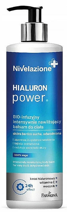 Intensiv feuchtigkeitsspendender Körperbalsam mit Hyaluronsäure, Vitamin E und Harnstoff - Farmona Nivelazione Hyaluron Power Body Balm