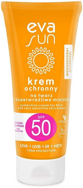 Schutzcreme für das Gesicht mit Bernstein-Biokomplex und Vitamin E - Eva Natura Sun Protection Cream For Face And Very Sensitive Skin Areas SPF 50 — Bild N1