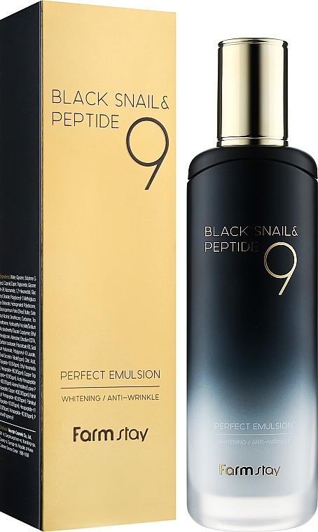 Emulsion mit schwarzem Schneckenschleim und Peptiden - FarmStay Black Snail & Peptide9 Perfect Emulsion — Bild N2