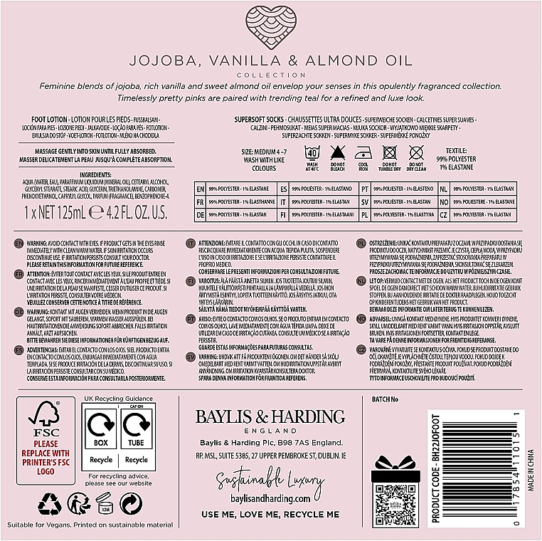 Fußpflegeset - Baylis & Harding Jojoba, Vanilla & Almond Oil Foot Set  — Bild N3