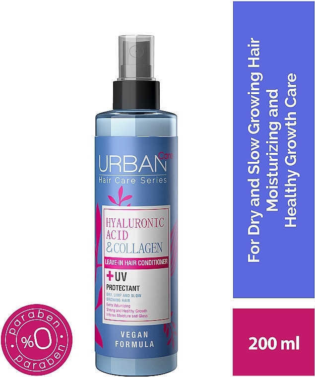Zweiphasen-Haarspülung mit Hyaluronsäure - Urban Care Hyaluronic Acid & Collagen Leave In Conditioner  — Bild N2