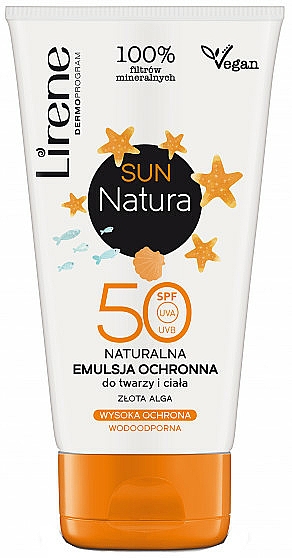 Natürliche Sonnenschutzemulsion für Körper und Gesicht SPF 50 - Lirene Sun Natura Sun Light Emulsion SPF 50+ Vege — Bild N1