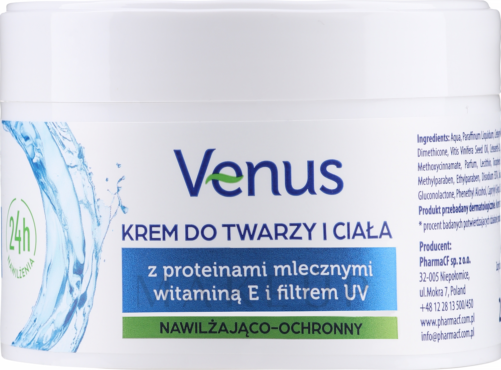 Feuchtigkeitsspendende und schützende Gesichts- und Körpercreme mit Vitamin E, Milchproteinen und UV-Filter - Venus Krem — Bild 250 ml