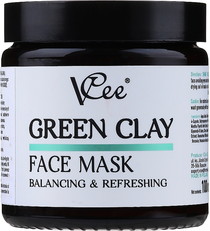 Erfrischende Gesichtsmaske mit grünem Ton - VCee Green Clay Face Mask Balancing&Refreshing — Bild N1