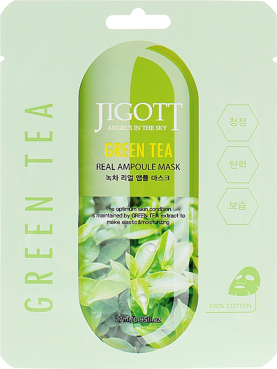 Ampullenmaske Grüner Tee - Jigott Green Tea Real Ampoule Mask — Bild N1