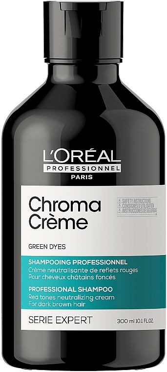 Pflegeshampoo für braunes Haar mit grünen Pigmenten zur Neutralisierung von Rottönen - L'Oreal Professionnel Serie Expert Chroma Creme Professional Shampoo Green Dyes — Bild N1