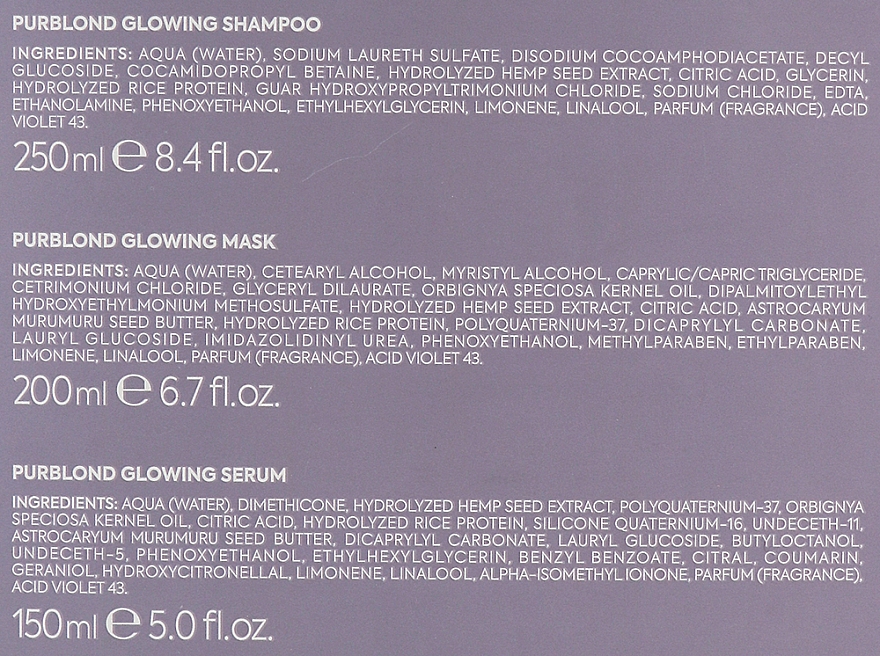 Haarpflegeset - Vitality's Purblond Glowing Kit Revente (Haarshampoo 250ml + Haarmaske 200ml + Haarserum 150ml) — Bild N3