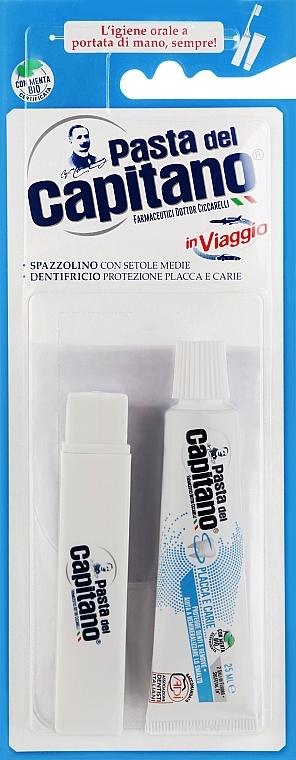 Zahnpflegeset - Pasta Del Capitano Teeth Travel Kit (Zahnpasta 25ml + Zahnbürste 1 St.) — Bild N1