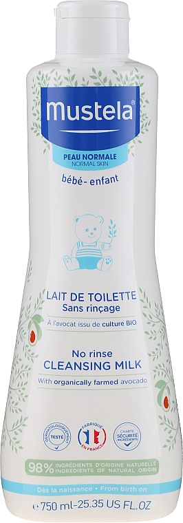 Sanfte spülfreie Gesichtsreinigungsmilch für Babys - Mustela No Rinse Cleansing Milk — Bild N1