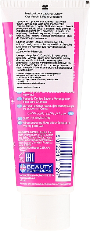 Kinderzahnpasta ohne Zucker mit Erdbeergeschmack und Fluorid - Beauty Formulas Active Oral Care — Bild N2
