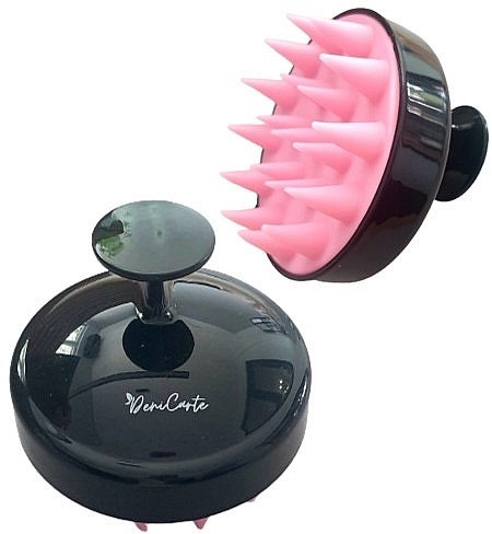 Kopfhautmassagebürste schwarz mit rosa - Deni Carte — Bild N1