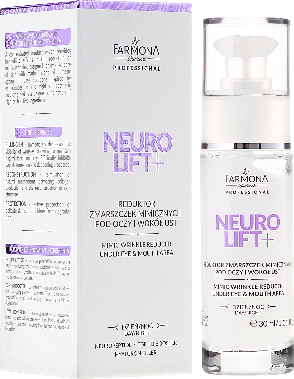 Lotion gegen Mimikfalten im Augen- und Mundbereich mit Neuropeptiden und Hyaluron - Farmona Professional Neuro Lift+ Mimic Wrinkle Reducer — Bild N1