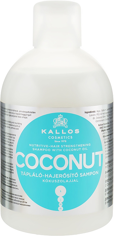 Aufbauendes-stärkendes Shampoo mit Kokosöl - Kallos Cosmetics Coconut Shampoo