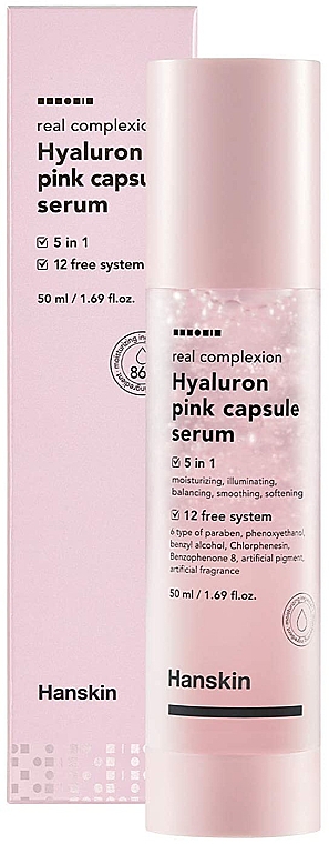Rosafarbenes Kapselserum mit Hyaluron - Hanskin Real Complexion Hyaluron Pink Capsule Serum — Bild N2