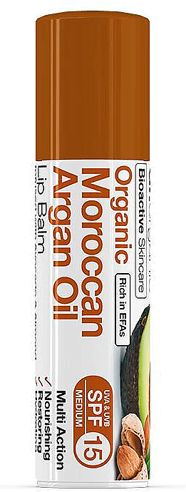 Lippenbalsam mit marokkanischem Arganöl - Dr. Organic Bioactive Skincare Moroccan Argan Oil Lip Balm SPF15 — Bild N1