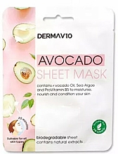 Düfte, Parfümerie und Kosmetik Feuchtigkeitsspendende und nährende Tuchmaske für das Gesicht mit Avocadoöl - Derma V10 Avocado Sheet Mask