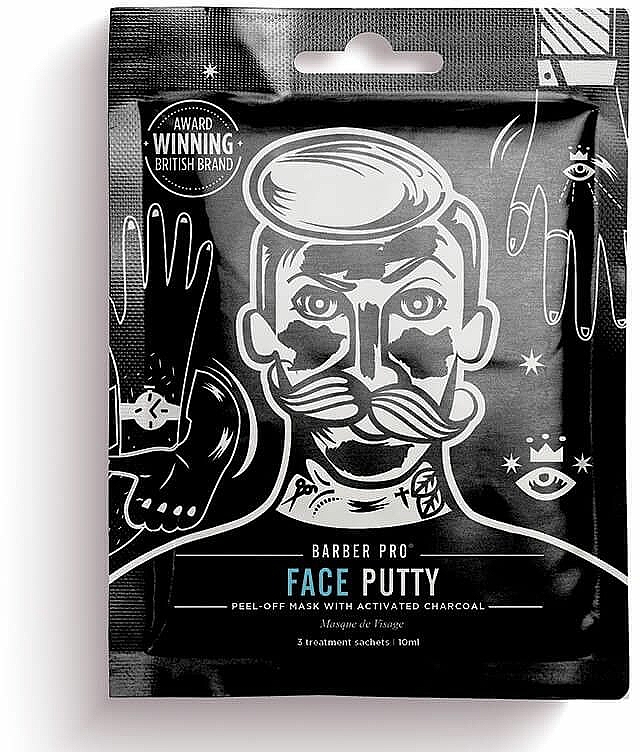 Peel-Off Gesichtsmaske mit Aktivkohle - BarberPro Face Putty Peel-Off Mask With Activated Charcoal — Bild N1