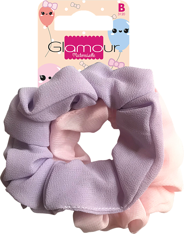 Scrunchie-Haargummis 417616 rosa und violett 2 St. - Glamour — Bild N1