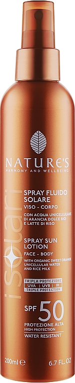 Sonnenschutzspray für Gesicht und Körper - Nature's I Solari Spray Sun Lotion Spf 50 — Bild N1