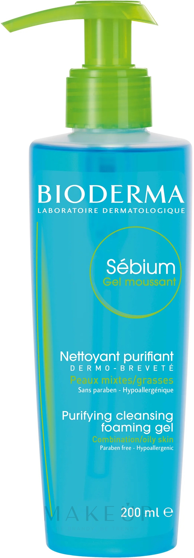 Gesichtsreinigungsgel mit Pumpspender - Bioderma Sebium Gel Moussant Purifying and Foaming Gel — Bild 200 ml