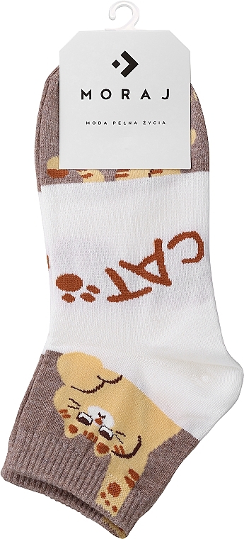 Kurze Damensocken aus Baumwolle Kätzchen beige - Moraj — Bild N1