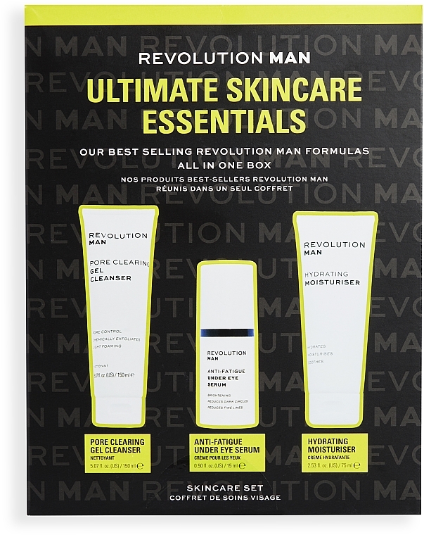 Gesichtspflegeset - Revolution Man Ultimate Skincare Essentials (Gesichtsgel 150ml + Gesichtscreme 75ml + Augenserum 15ml) — Bild N2