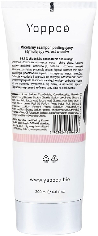 Mizellenshampoo für Haarwachstum - Yappco Exfoliating Shampoo Stimulating Hair Growth — Bild N2