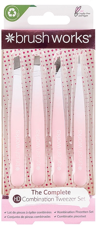 Kombination Pinzetten-Set 4-tlg. - Brushworks 4 Piece Combination Tweezer Set White & Pink  — Bild N1