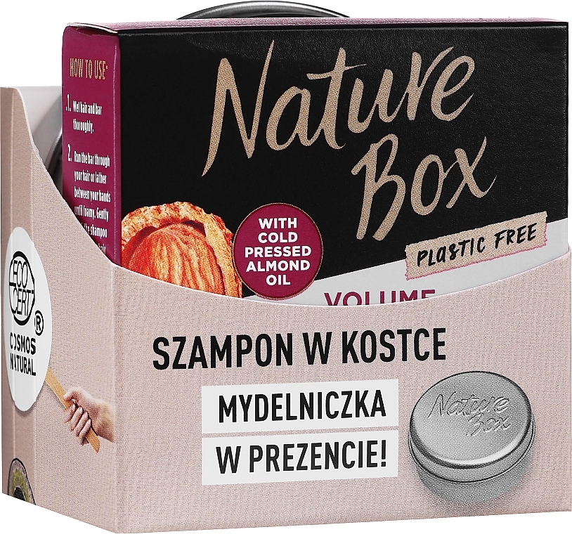 Festes Shampoo mit Mandelöl inkl. Seifendose - Nature Box Shampoo Bar Almond Oil — Bild N1