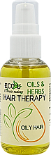 Behandlung für fettiges Haar mit Minze, Brennnessel, Zitronen- und Sonnenblumenöl - Eco U Hair Therapy Oils & Herbs Oily Hair — Bild N1