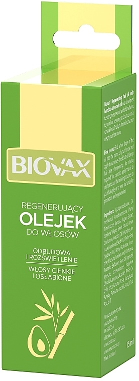 Haaröl für dünnes und schwaches Haar mit Bambus- und Avocadoöl - Biovax Bambus & Avocado Oil Elirsir — Bild N2