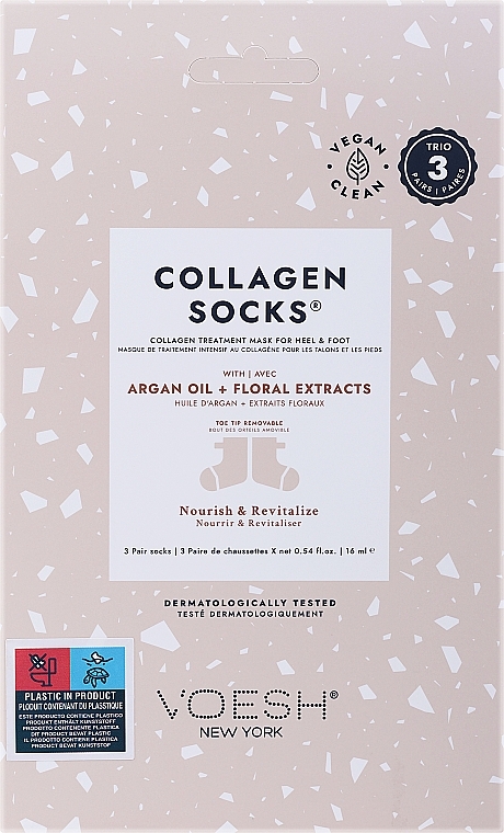 Kollagen-Fußbehandlung - Voesh Collagen Socks Trio Argan Oil & Floral Extract — Bild N1