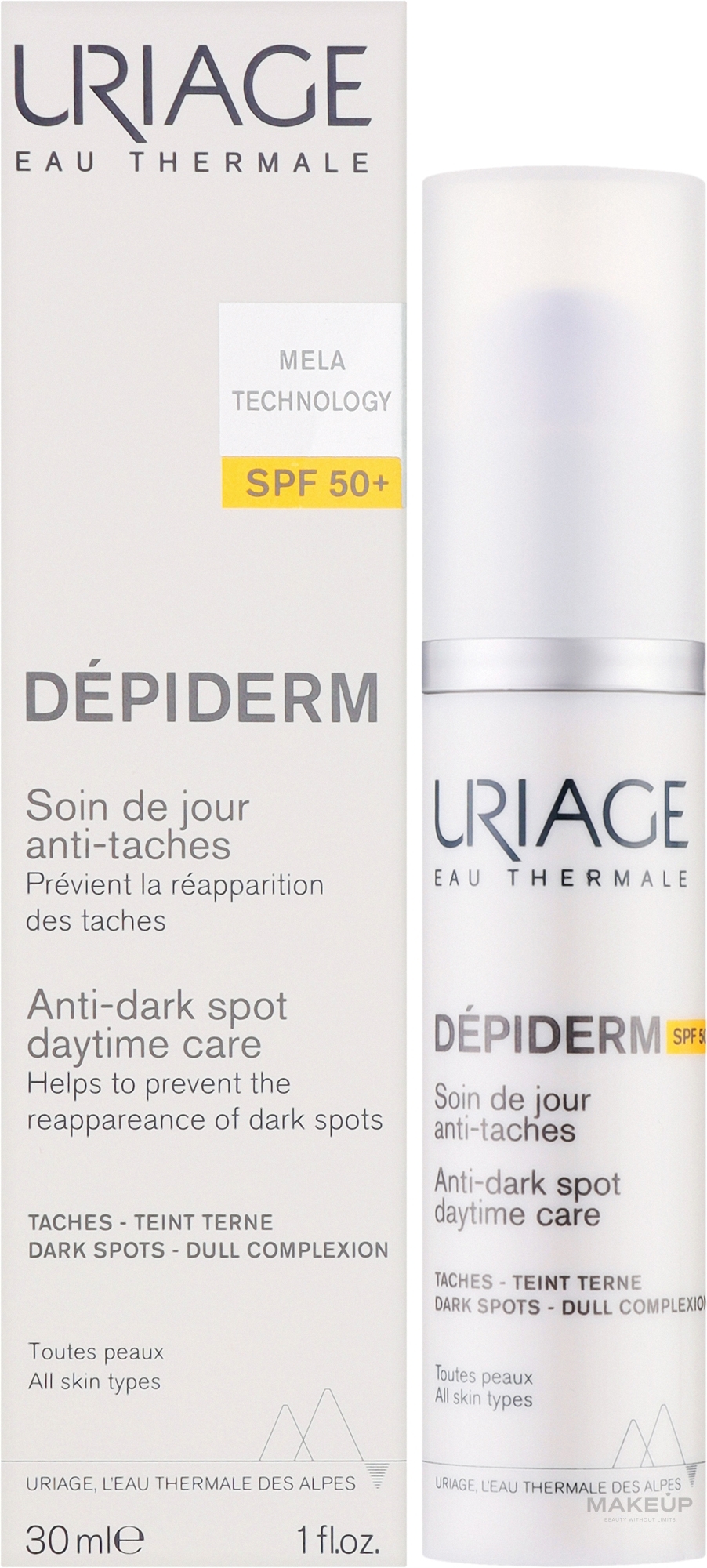 Tagescreme gegen Altersflecken - Uriage Depiderm Anti-Dark Spot Day Care SPF50+  — Bild 30 ml