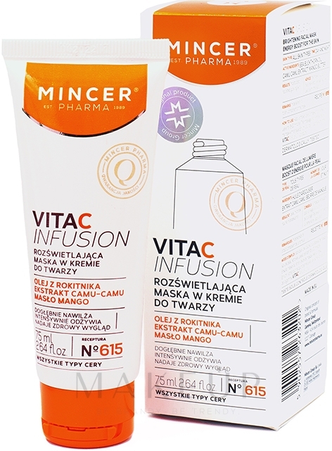 Aufhellende Gesichtscreme-Maske - Mincer Pharma Vita C Infusion 615 Mask — Bild 75 ml