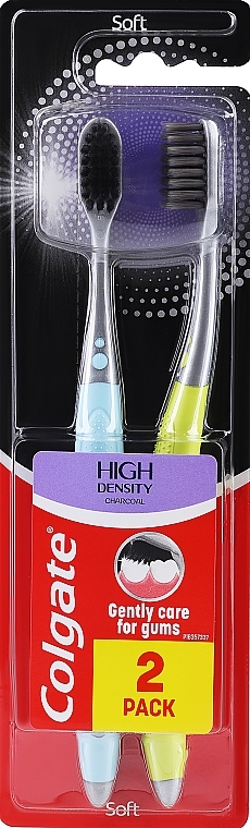 Zahnbürsten blau und gelb - Colgate High Density Charcoal — Bild N1