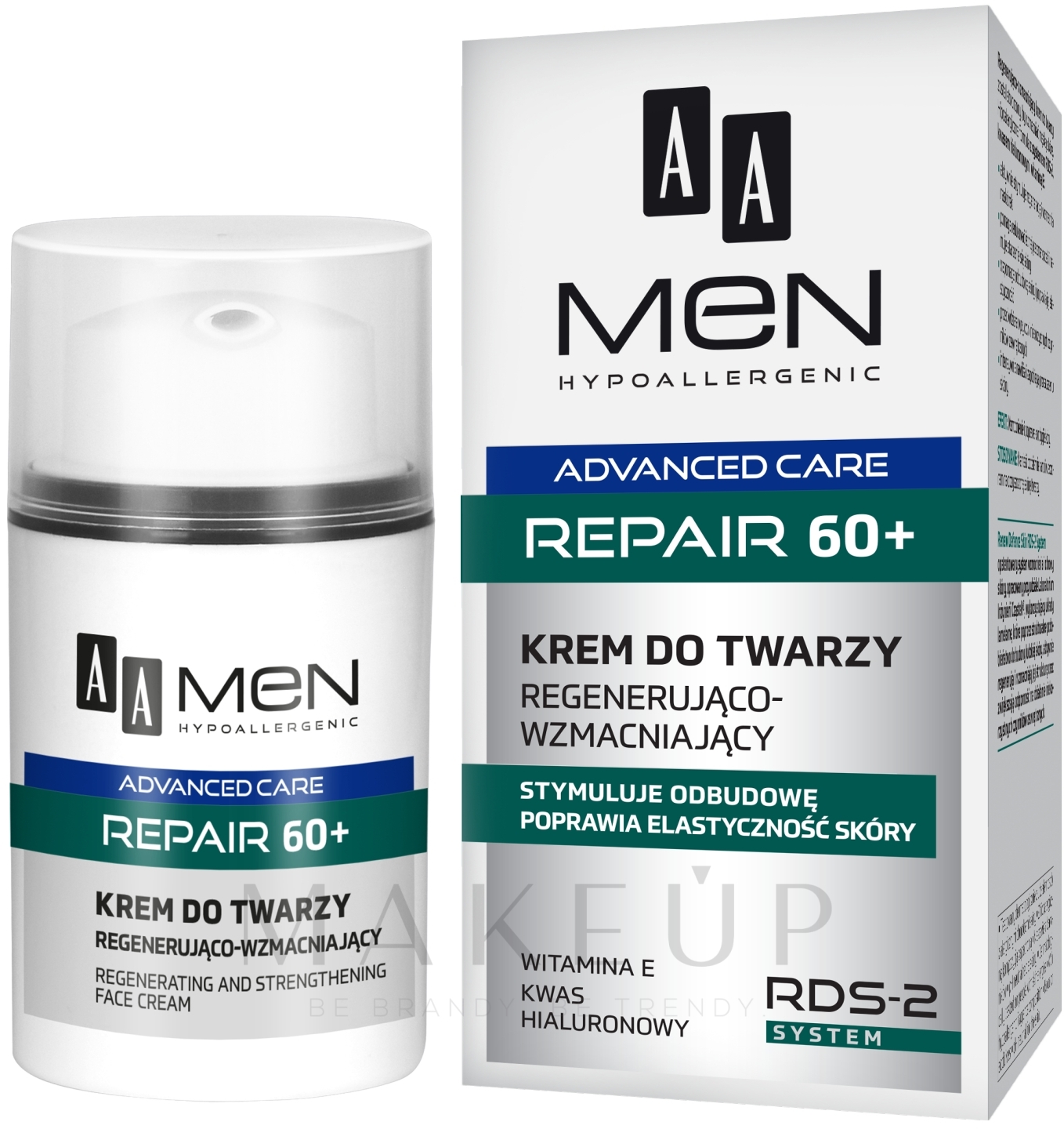Regenerierende und stärkende Gesichtscreme mit Vitamin E und Hyaluronsäure für Männer 60+ - AA Men Advanced Repair 60+ Face Cream — Bild 50 ml