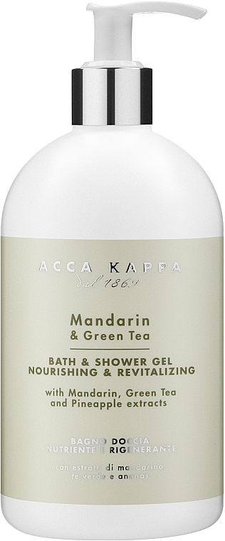 Acca Kappa Mandarin & Green Tea Douche Gel - Pflegendes Bade- und Duschgel mit Mandarinen- und Grüntee-Extrakten — Bild N1
