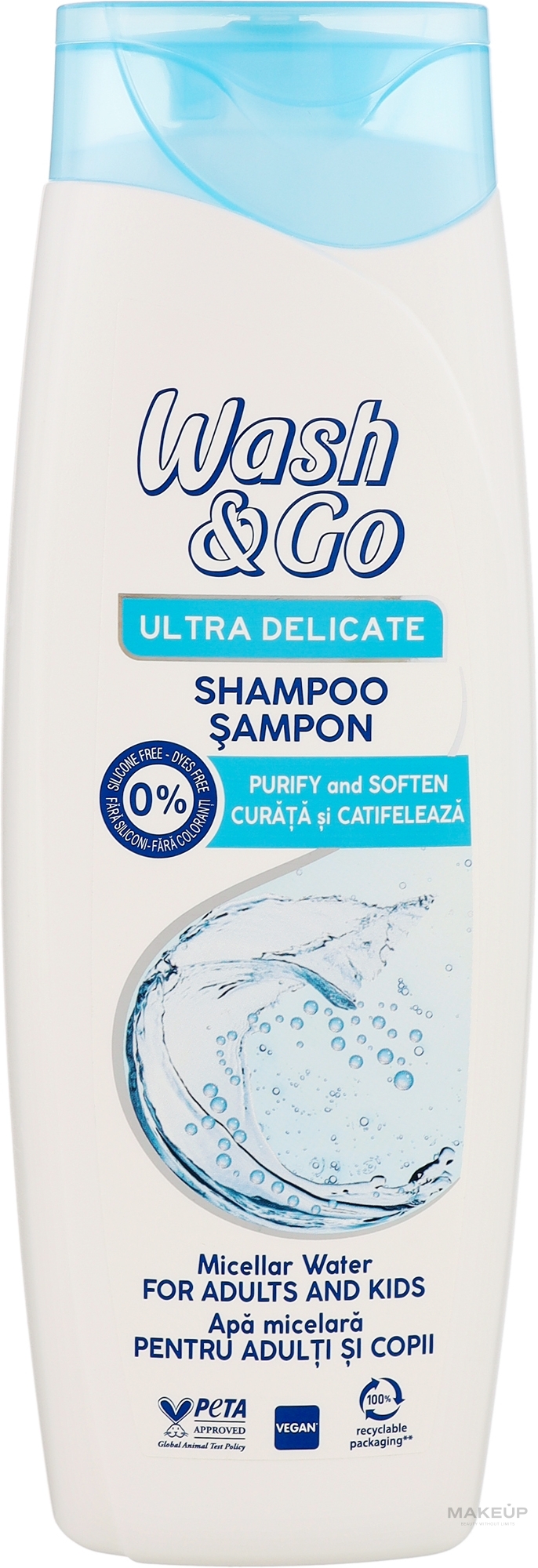 Shampoo mit Mizellenwasser für alle Haartypen - Wash&Go Ultra Delicate Shampoo With Micellar Water  — Bild 360 ml