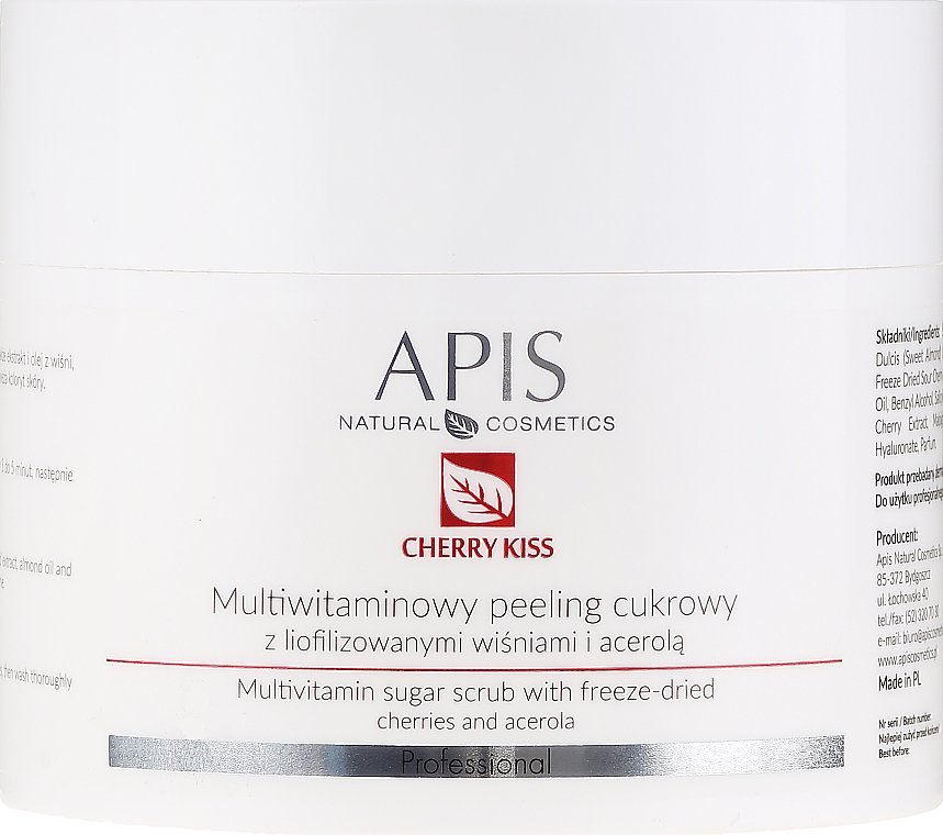 Multivitamin-Zuckerpeeling für den Körper mit gefriergetrockneten Kirschen und Acerola - APIS Professional Cheery Kiss