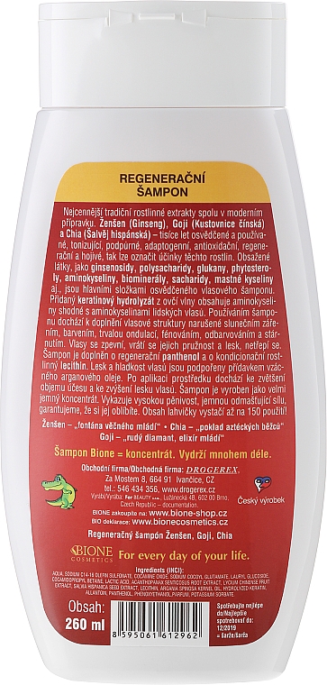 Regenerierendes Shampoo mit Ginseng und Goji Beeren - Bione Cosmetics Ginseng Regenerative Shampoo — Bild N2