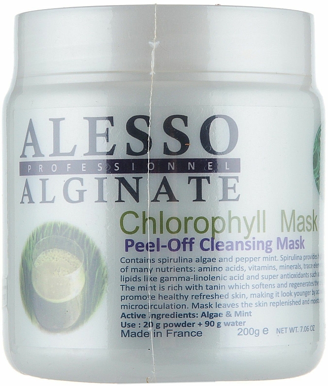 Alginat-Gesichtsmaske mit Spirulina und Pfefferminze - Alesso Professionnel Alginate Chlorophyll Peel-Off Cleansing Mask 